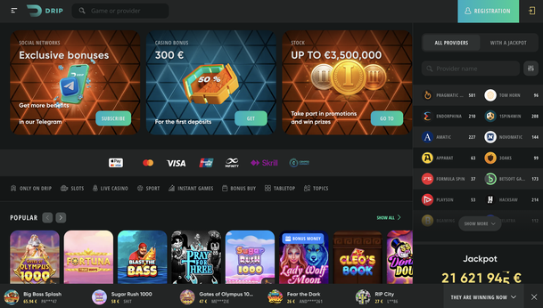 drip casino Gameplay